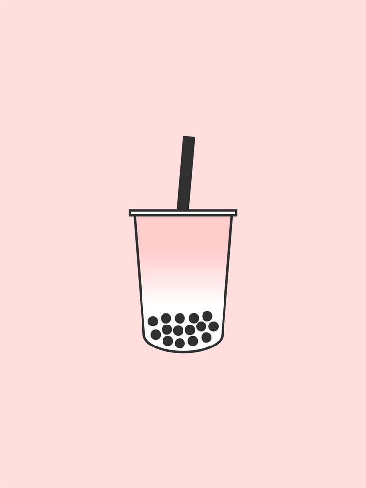 Pink Bubble Tea Art Print by theaquawitch - X-Small Cute Food Wallpaper ...