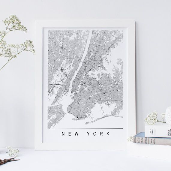 NEW YORK MAP High Quality Giclee Print Minimalist Manhattan | Etsy ...