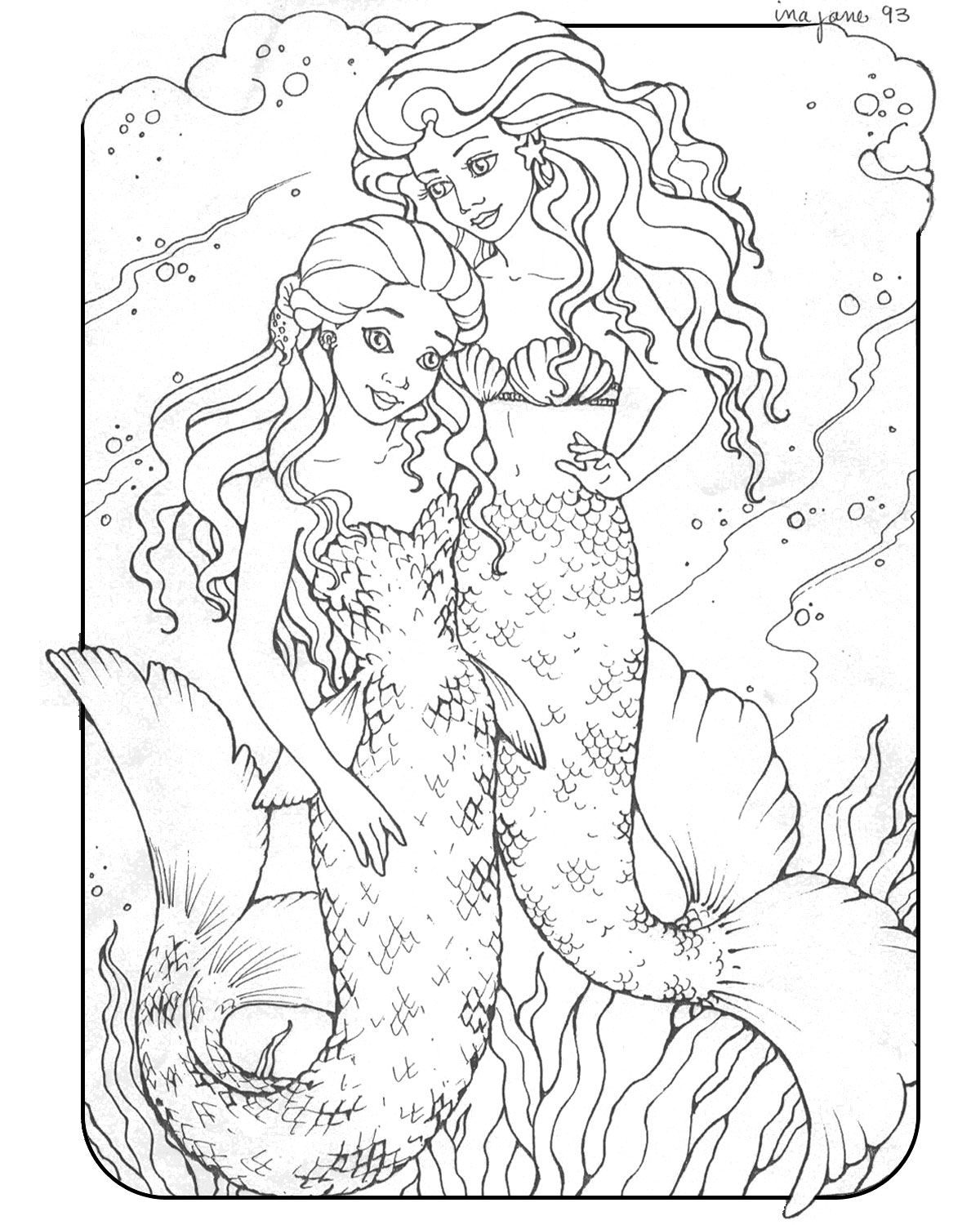 Printable Mermaids Coloring Pages