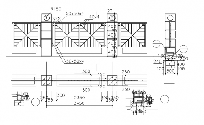Wrought iron fence view with fence and railing view dwg file – Artofit