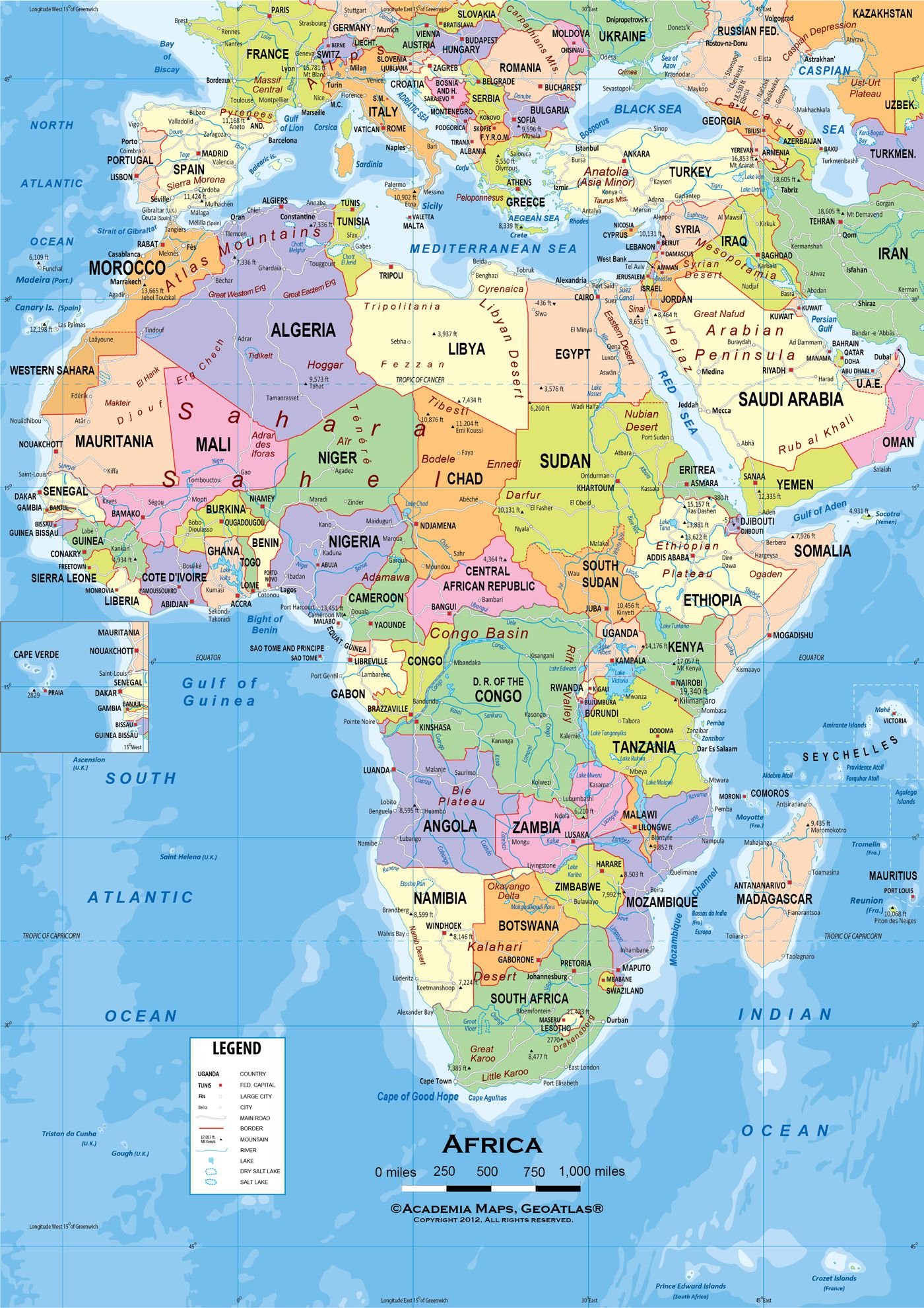 Africa Map With Oceans