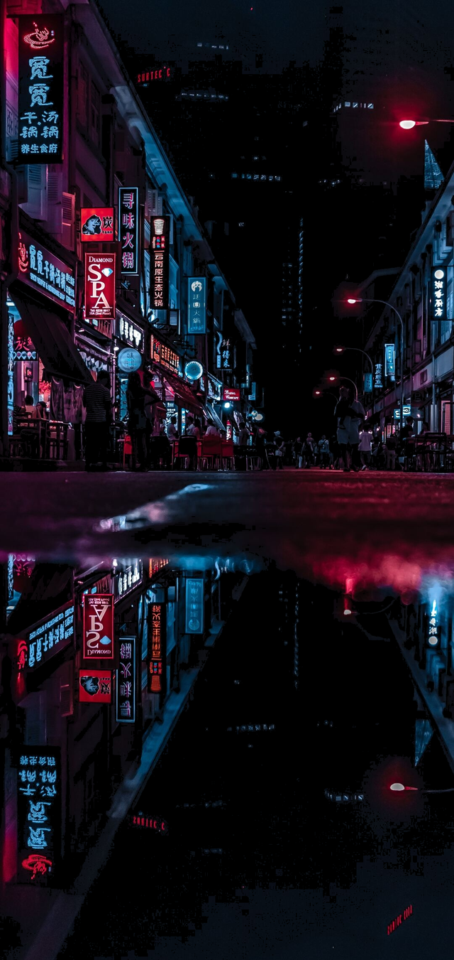 Reddit - Amoledbackgrounds - Neon City Light Reflections (1080x2280 ...