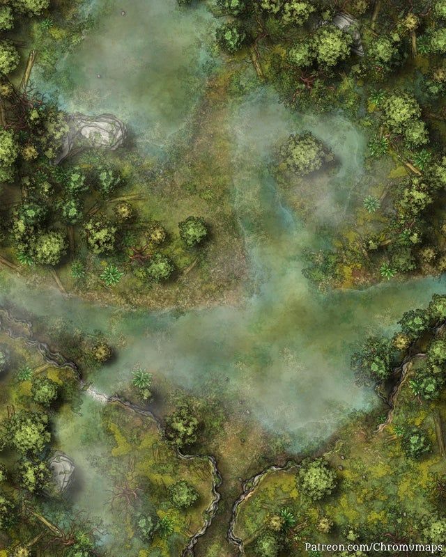 Forest Creek - Swamp Variant [32x40]: dndmaps | Fantasy landscape, Dnd ...