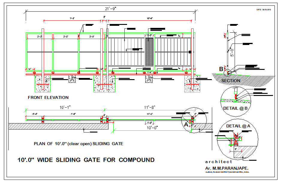 Sliding Gate Detail | Sliding gate, Front gate design, Door plan