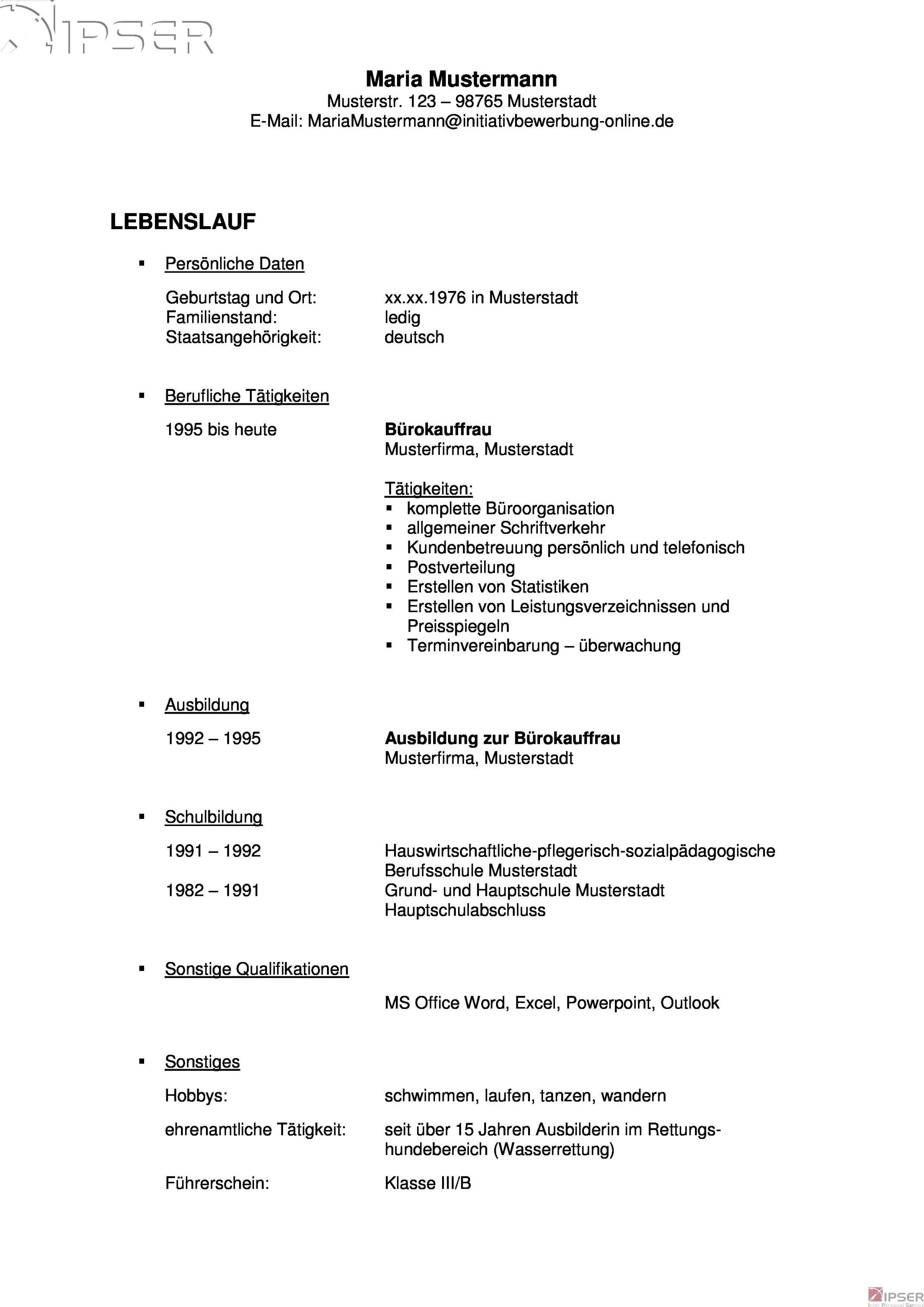 Bewerbung Bürokauffrau Anschreiben