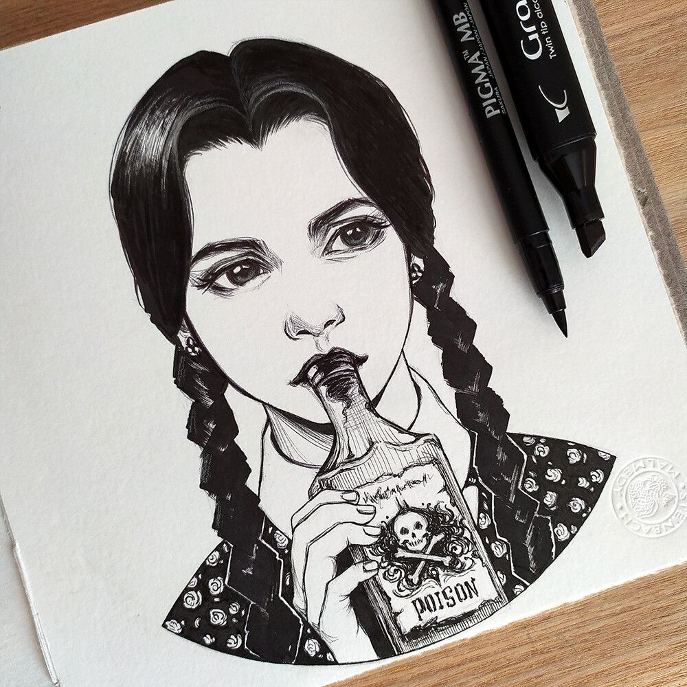 Wednesday Addams Pencil Sketch