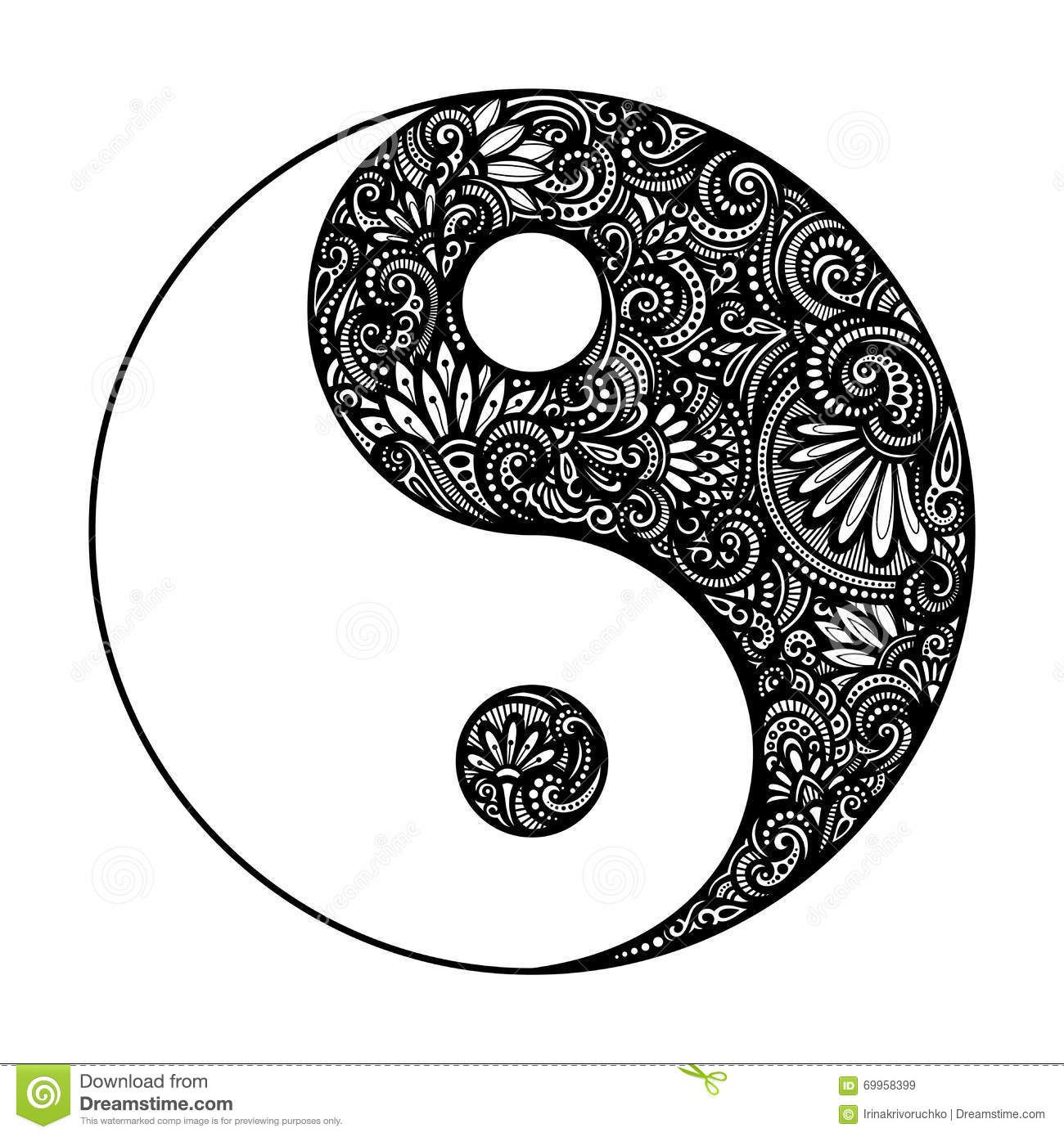 Vector Ornate Yin Yang Symbol Stock Vector - Image: 69958399 | Yin yang ...