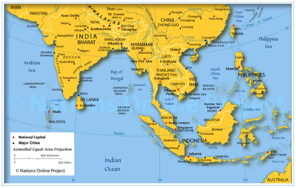 Map Of South-East Asia | East Asia Map, South East Asia Map, Asia Map