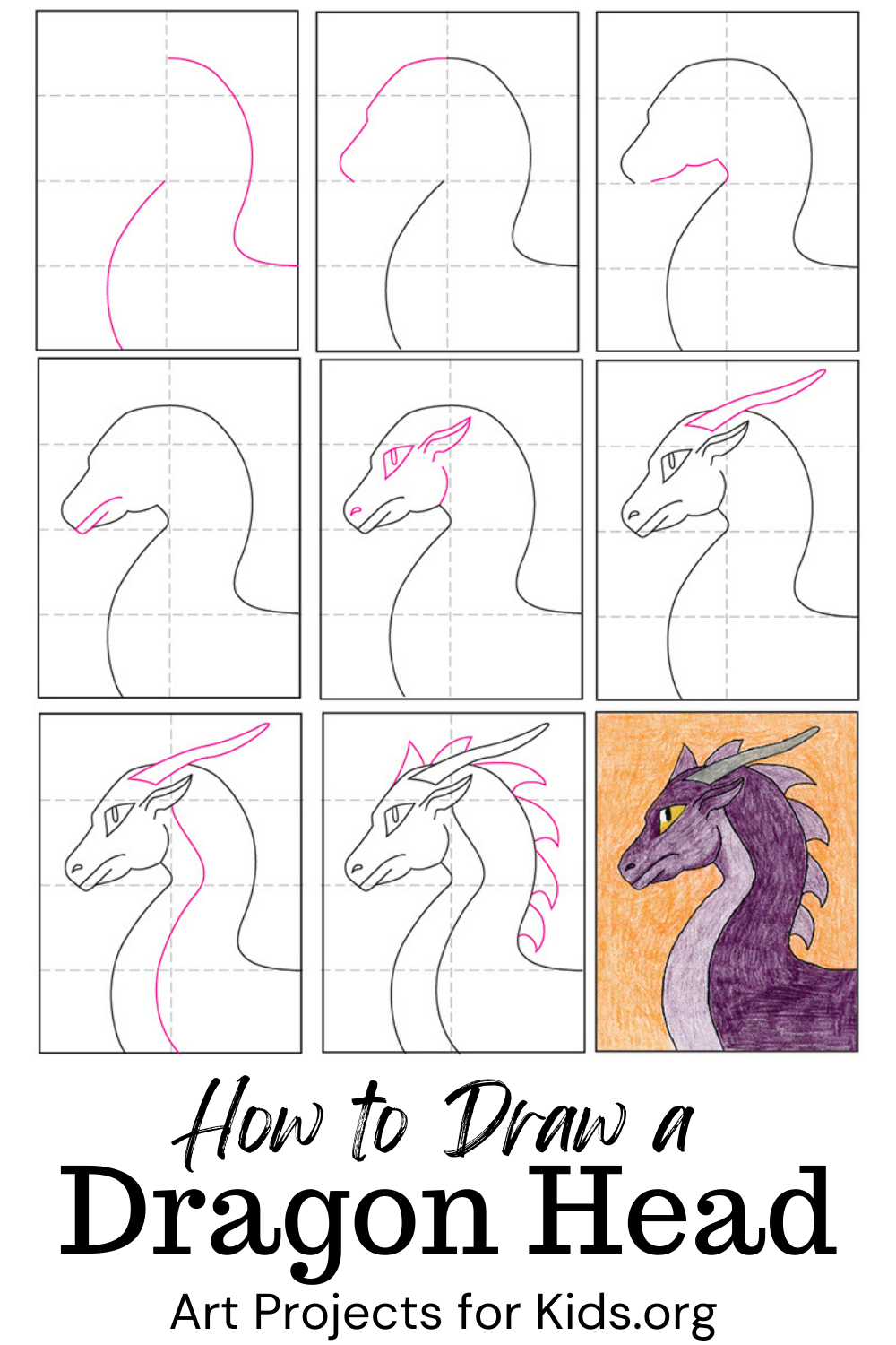 Simple Dragon Drawing, Dragon Head Drawing, Easy Dragon Drawings ...