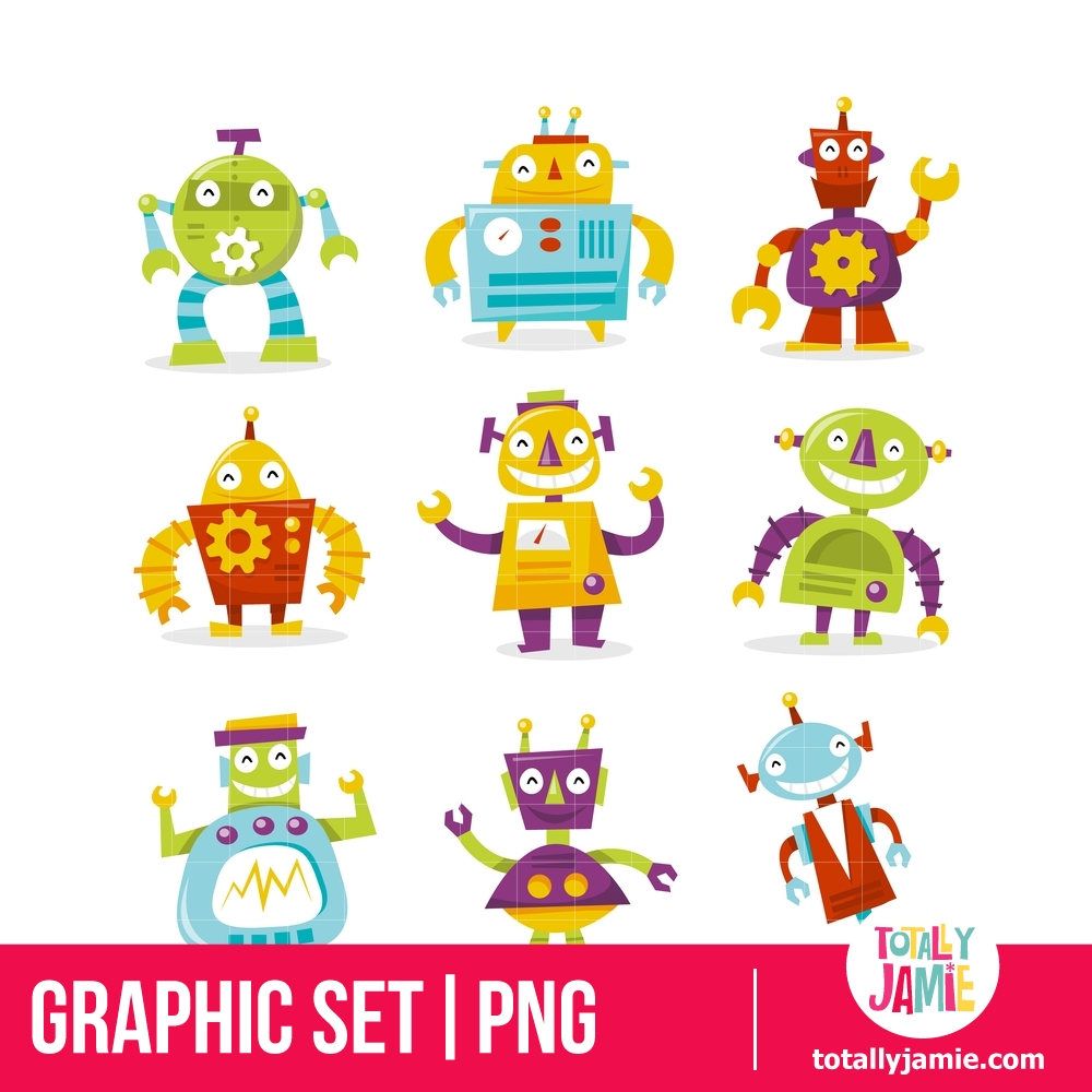 Robots cliparts\ robot clip art\ Cute robots cliparts\ Retro Robots ...