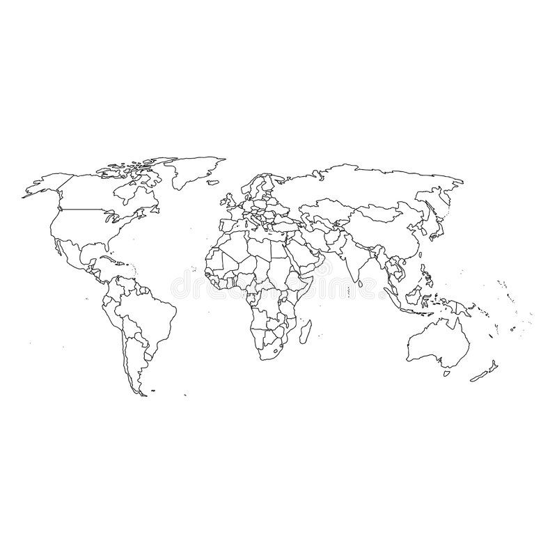 Detailed world map and borders vector illustration Free Printable World ...