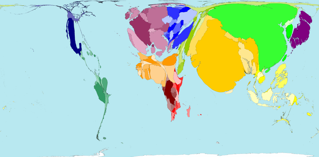 El mundo según su población | World map with countries, Right to ...