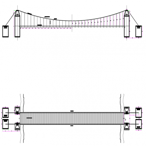 2D CAD DRAWING OF SUSPENSION BRIDGE AUTOCAD SOFTWARE | Cad drawing ...