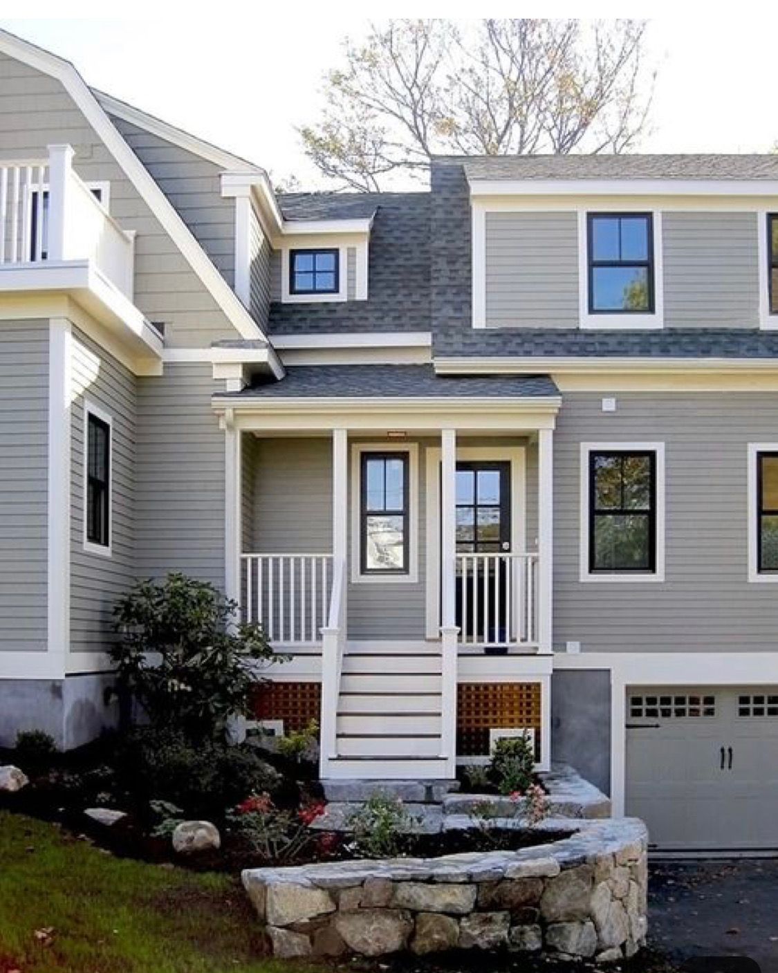 grey house white trim black windows - See Clearly Blogger Lightbox