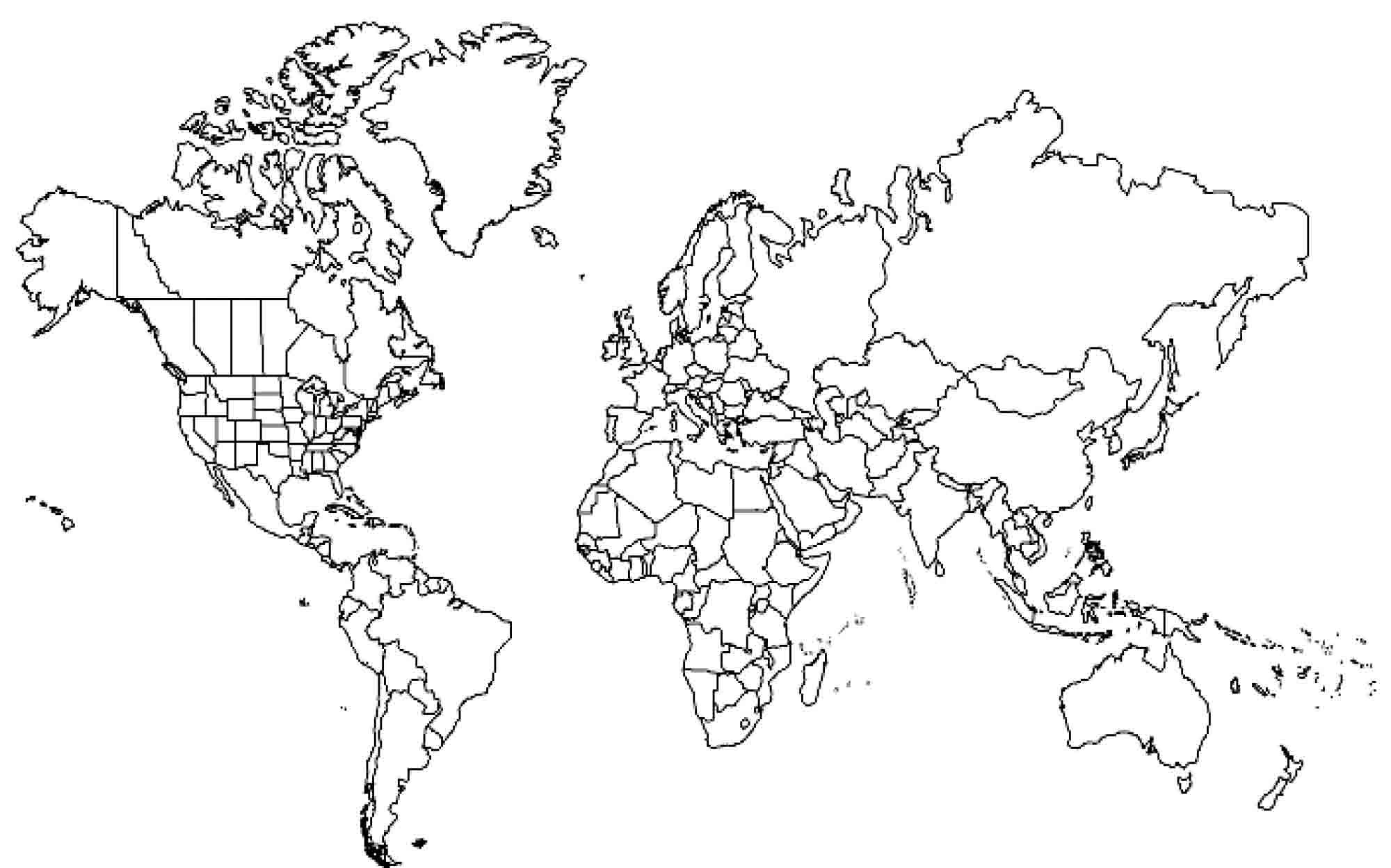 World Map Coloring Page Printable