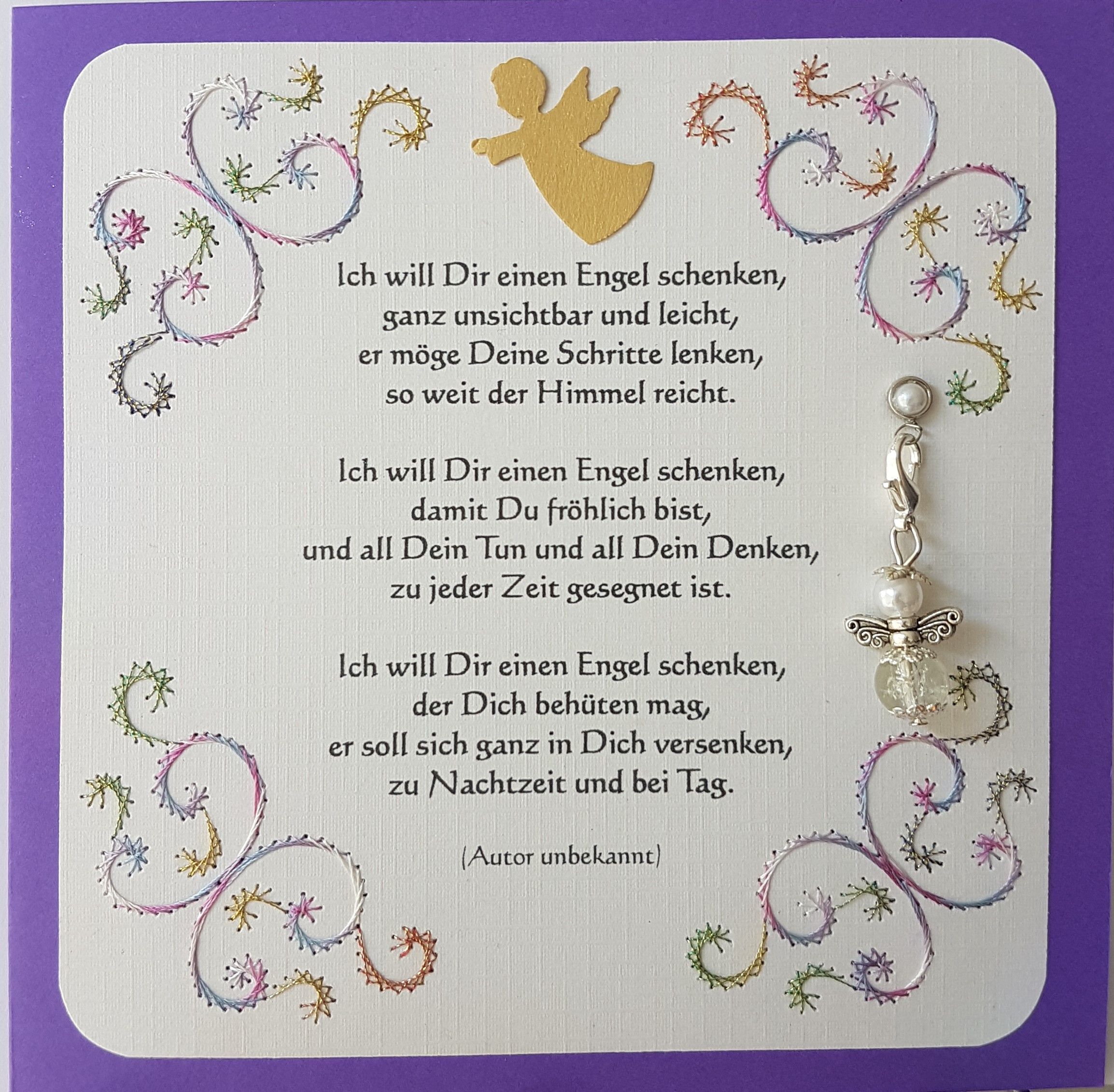 Engelskarte 08 Doppelkarte 13 5 X 13 5 Cm Mit Spruch Und Fadengrafikmotiv 1 Engelchen Anhanger Geschenke Zur Konfirmation Geschenke Geschenke Zur Kommunion