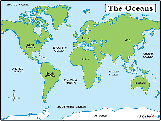 Touch oceans on both sides of the United States (Atlantic on the East ...