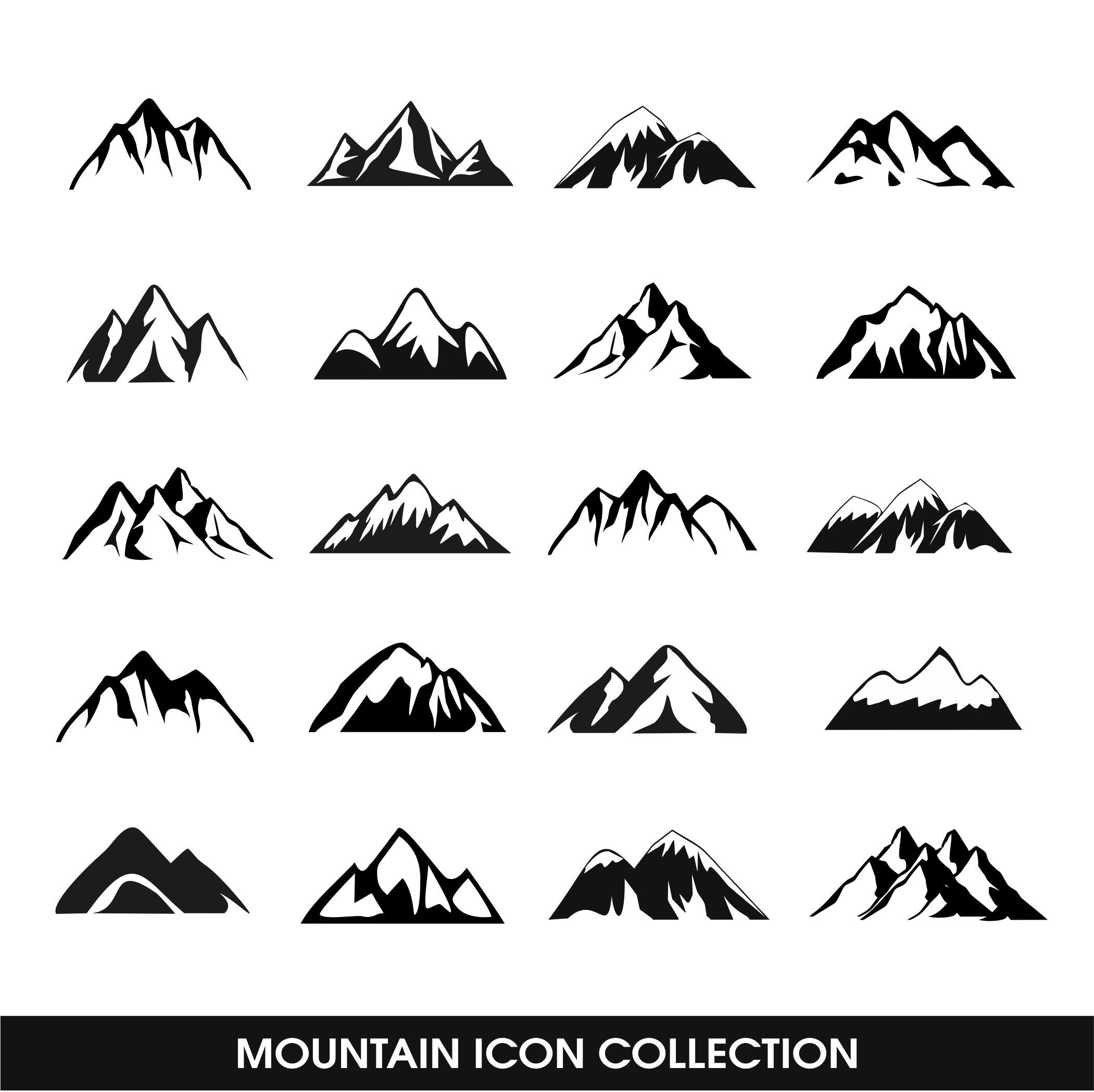 Mountain icon Collection, 20 set symbol modern design vector, mountain ...