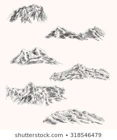 Set of mountain ink pen illustrations | 일러스트레이션, 사진