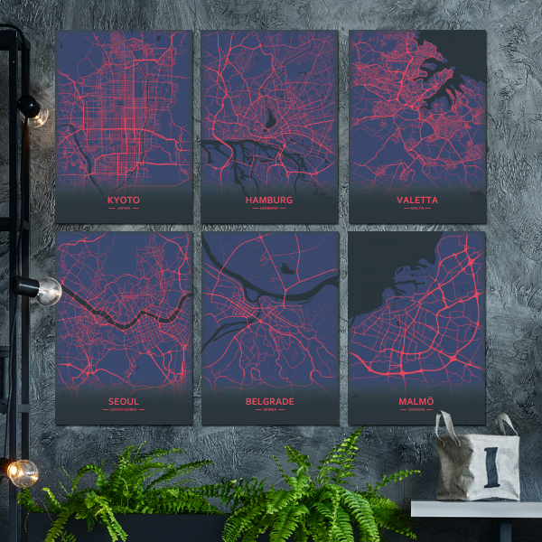 City Maps, Spider Web, Metal Posters, Passion, Neon, Handcraft, Artist ...