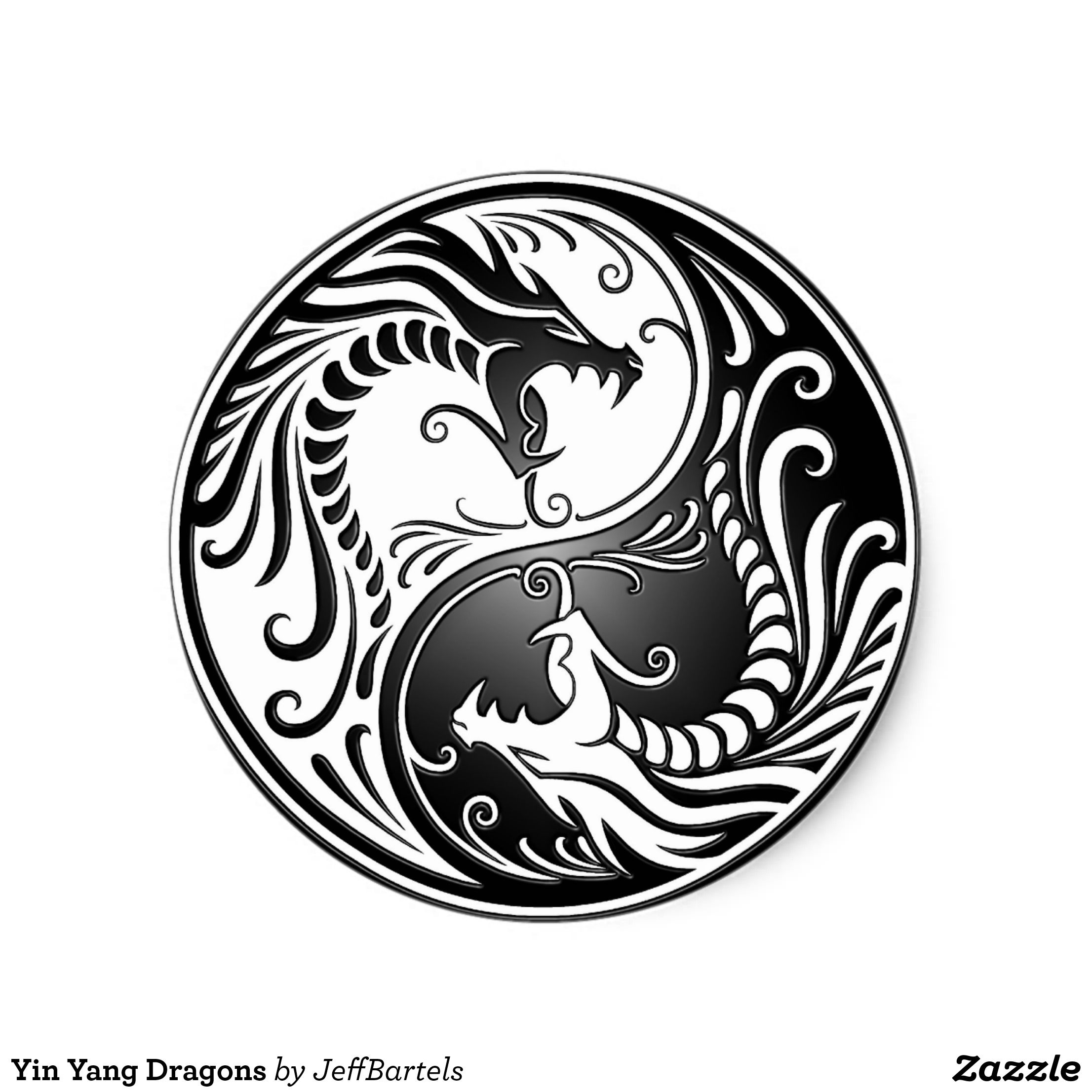 Yin Yang Dragon Coloring Page