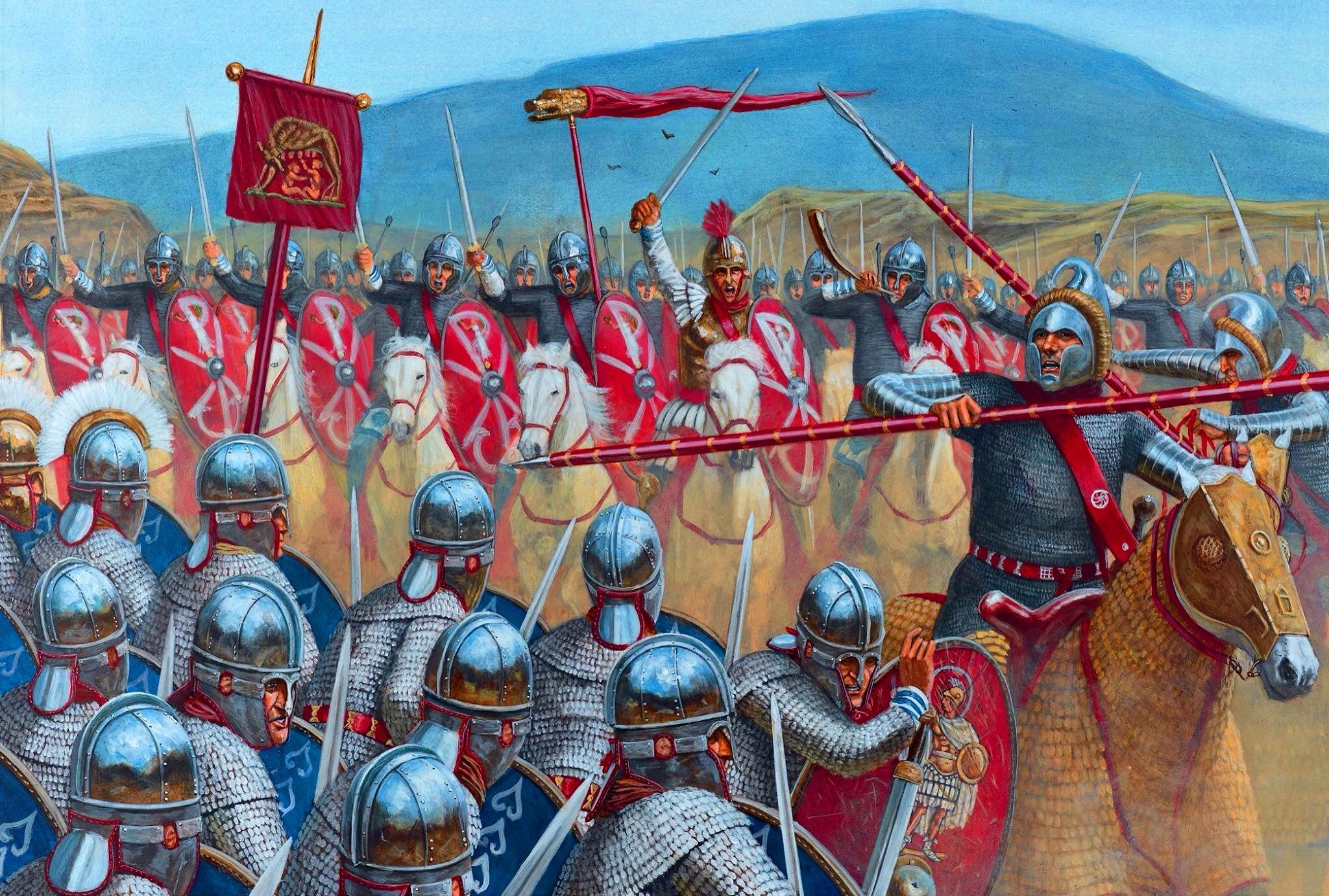 Roman legions in battle, during the Roman Civil War Ancient Rome ...