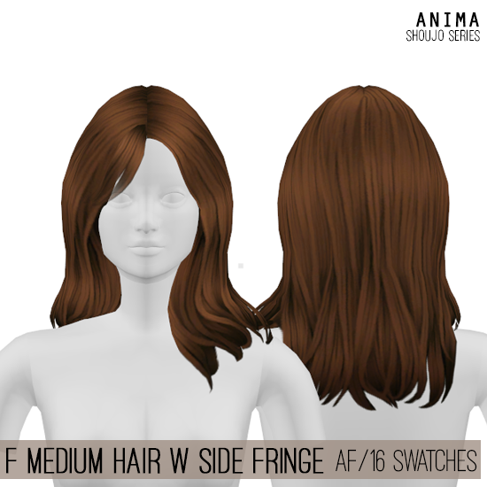 Female Medium Hair with Side Fringe for The Sims 4 by Anima ...