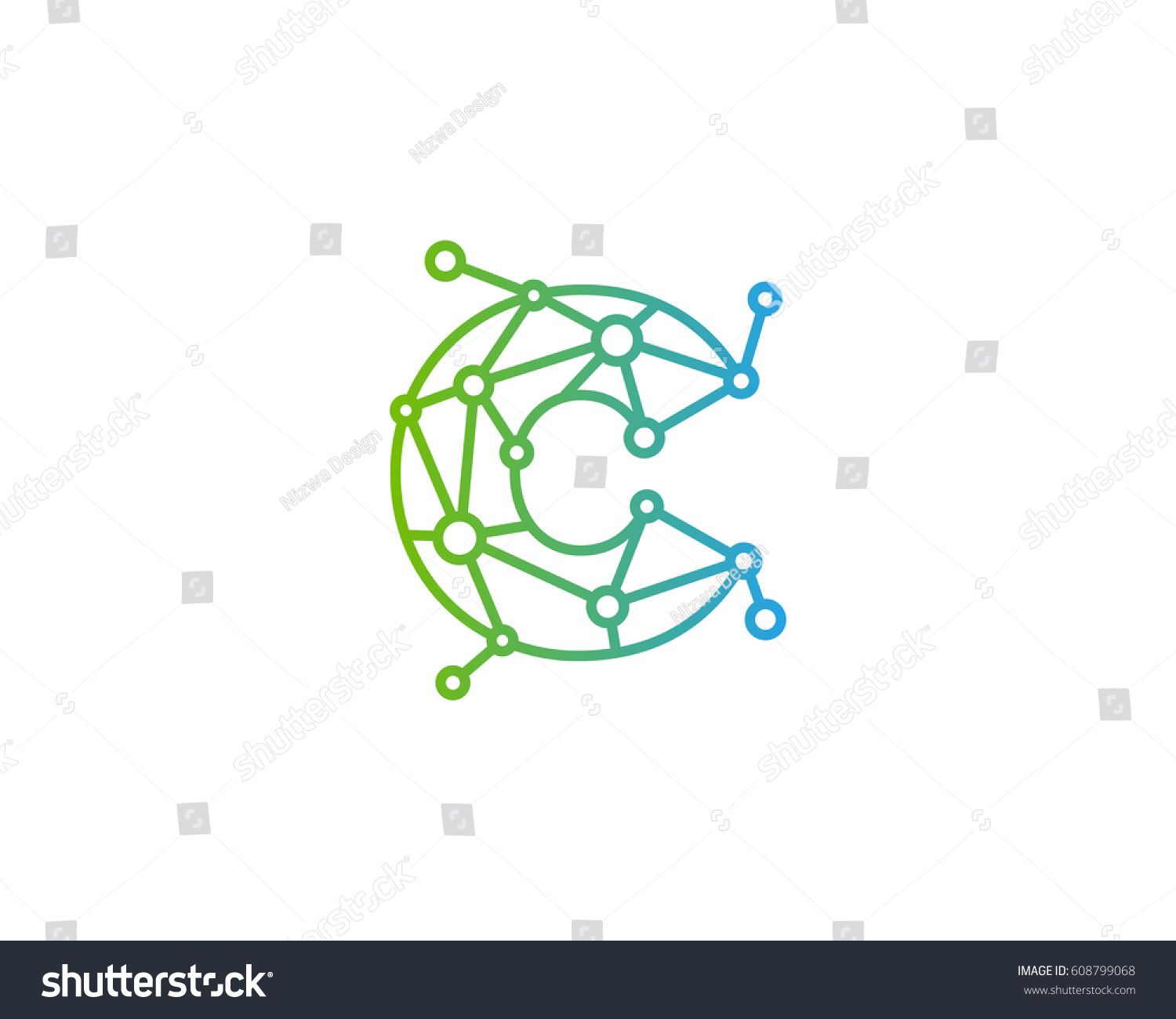 Letter C Connected Circle Network Logo Design Element Web Design, Logo ...