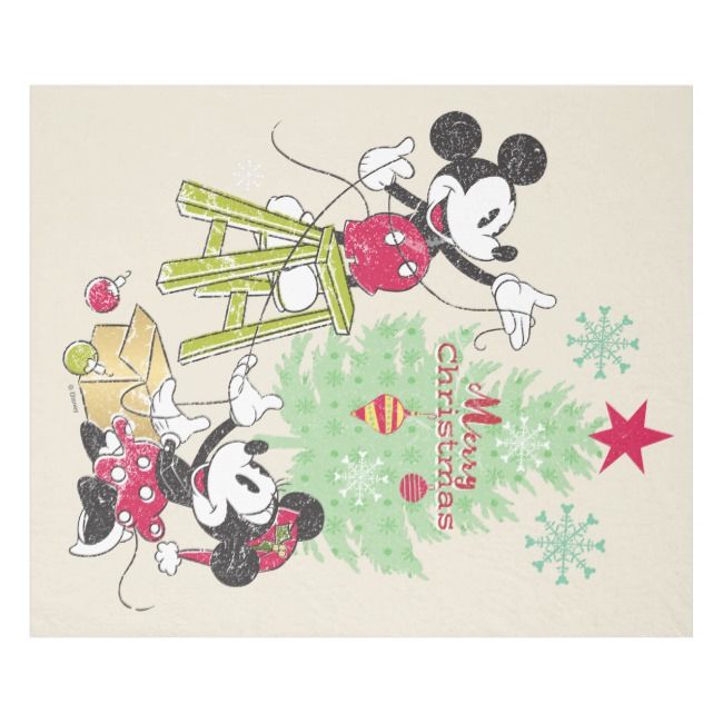 Disney Mickey Minnie Classic Christmas Tree Fleece Blanket Zazzle Com Classic Christmas Tree Classic Christmas Disney Merry Christmas