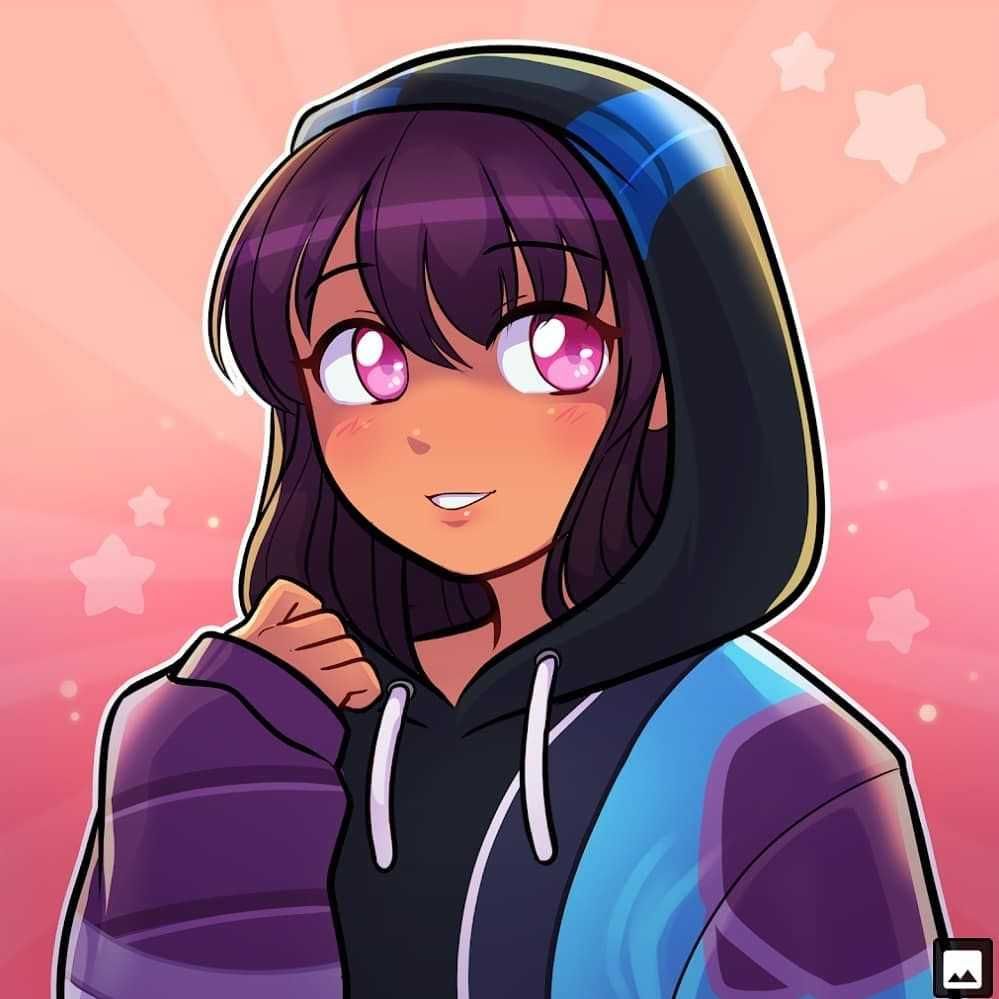 an anime character with purple eyes and hoodie