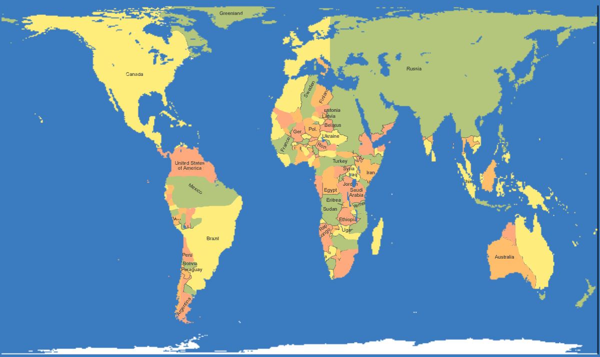 Mercator Countries on a Gall-Peters Map - Imgur World Map Printable ...