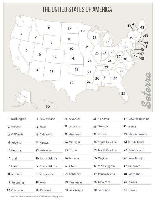 Printable 50 States Quiz