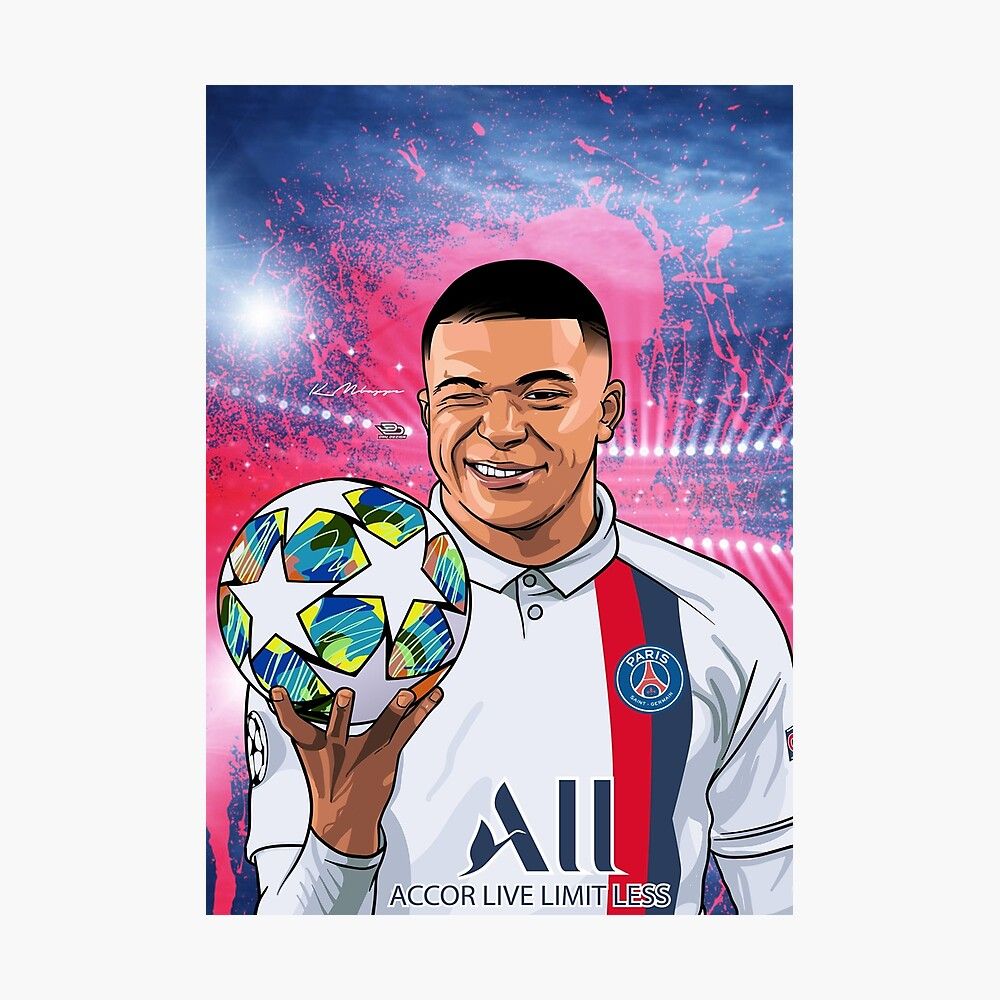 Poster Kylian Mbappe Par Davdezign Football Player Drawing | My XXX Hot ...