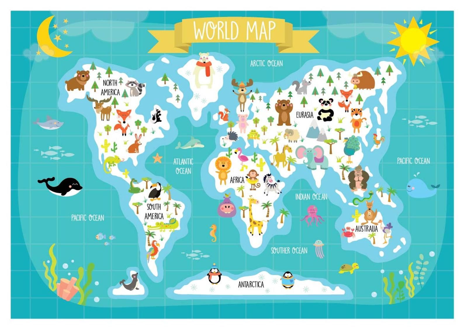 Large World Map Printable For Kids