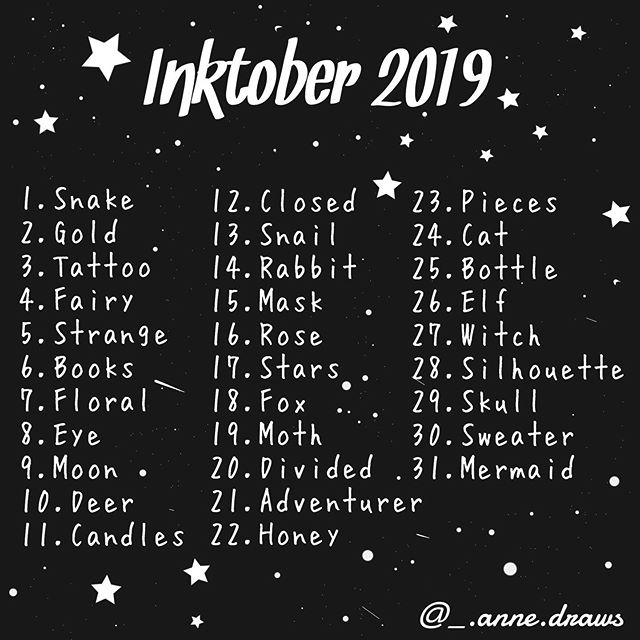 Decided to make & follow my own #inktober list this year!🕷💫 Feel free ...