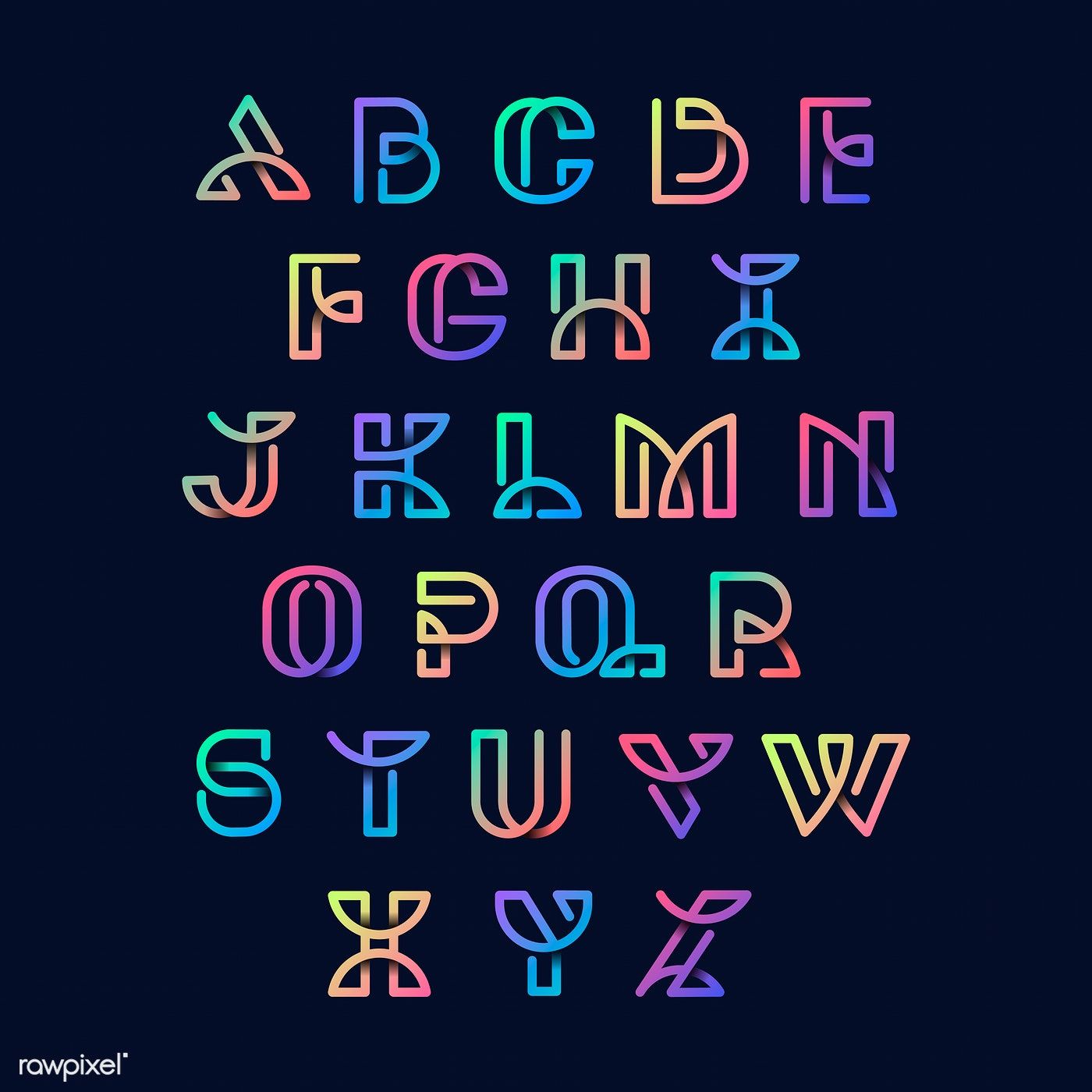 Colorful retro alphabets vector set | free image by rawpixel.com / wan ...