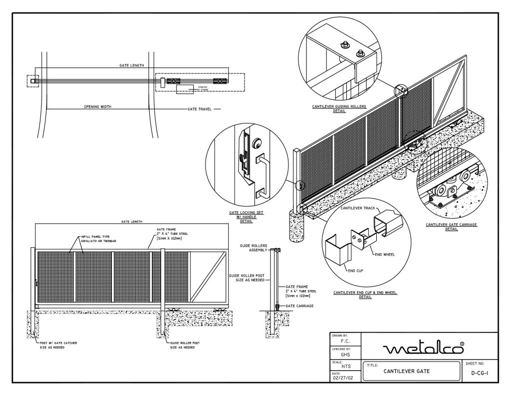 Gate system cad drawings metalco fence and railing systems – Artofit