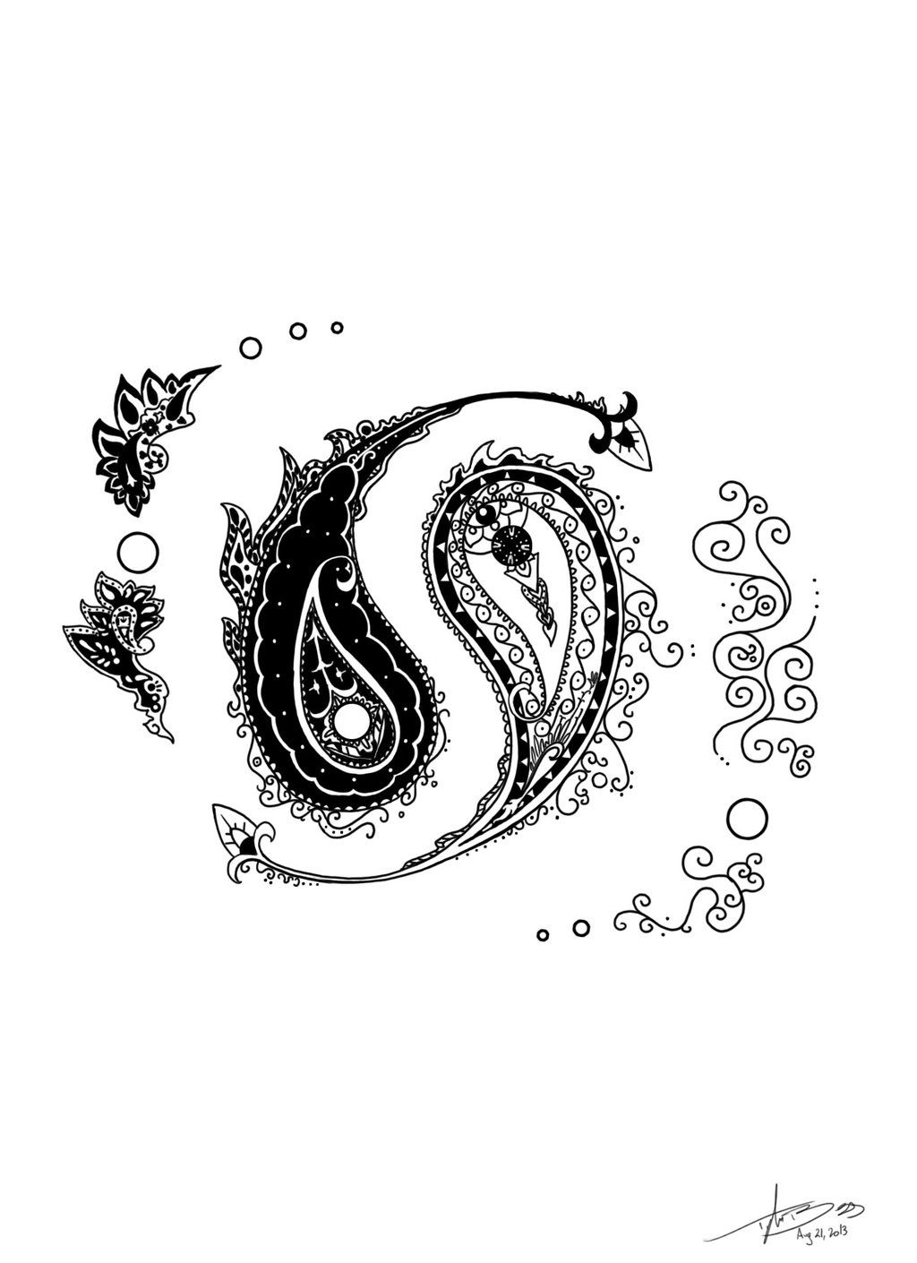 Paisley Yin Yang by MBeGG.deviantart.com on @deviantART Tatuaje Ying ...