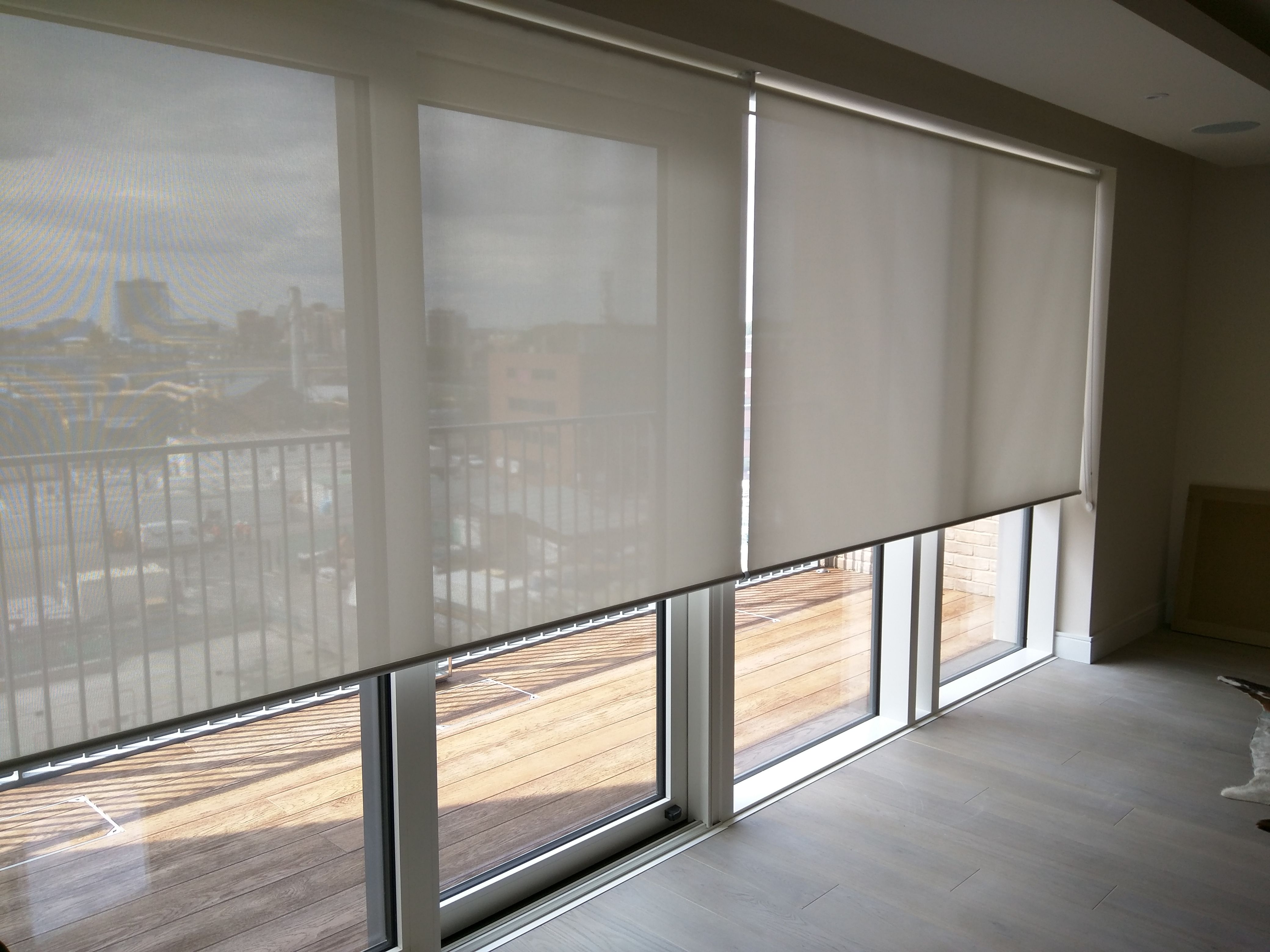 Sunscreen roller blinds floor to ceiling windows sliding doors