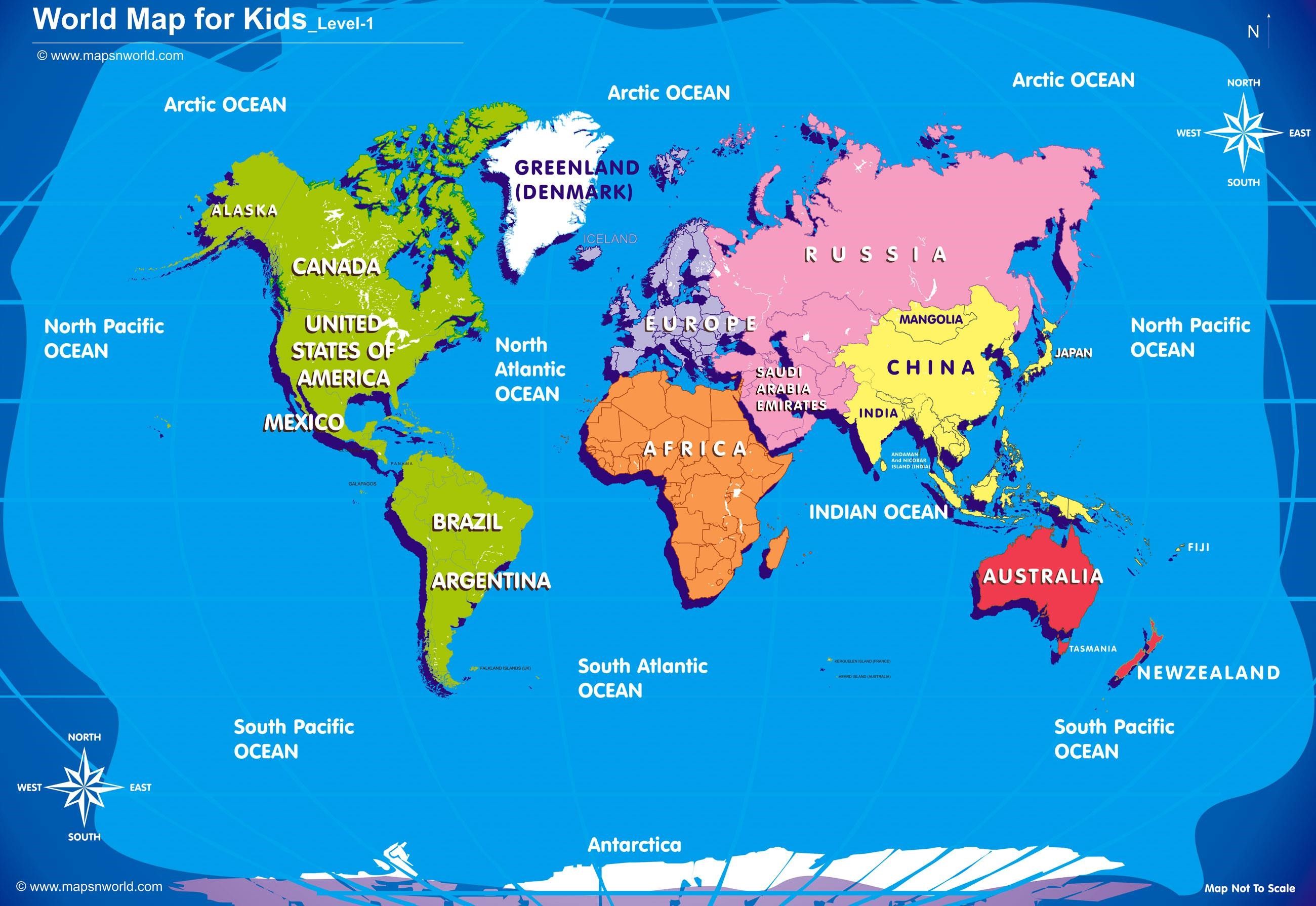 Printable World Map For Kids With Country Labels - Tedy Printable ...