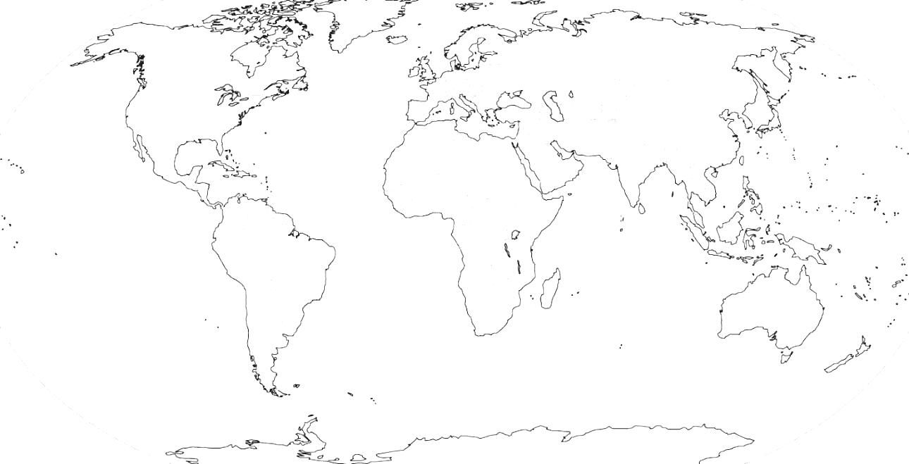 Physical Map Of The World Outline - Map of world