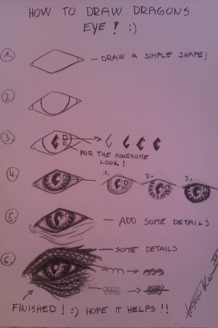 a drawing of how to draw dragon eyes with different shapes and sizes ...