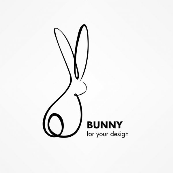 Logo Animal, Logo Simple, Bunny Tattoos, Single Line Drawing, Bunny ...