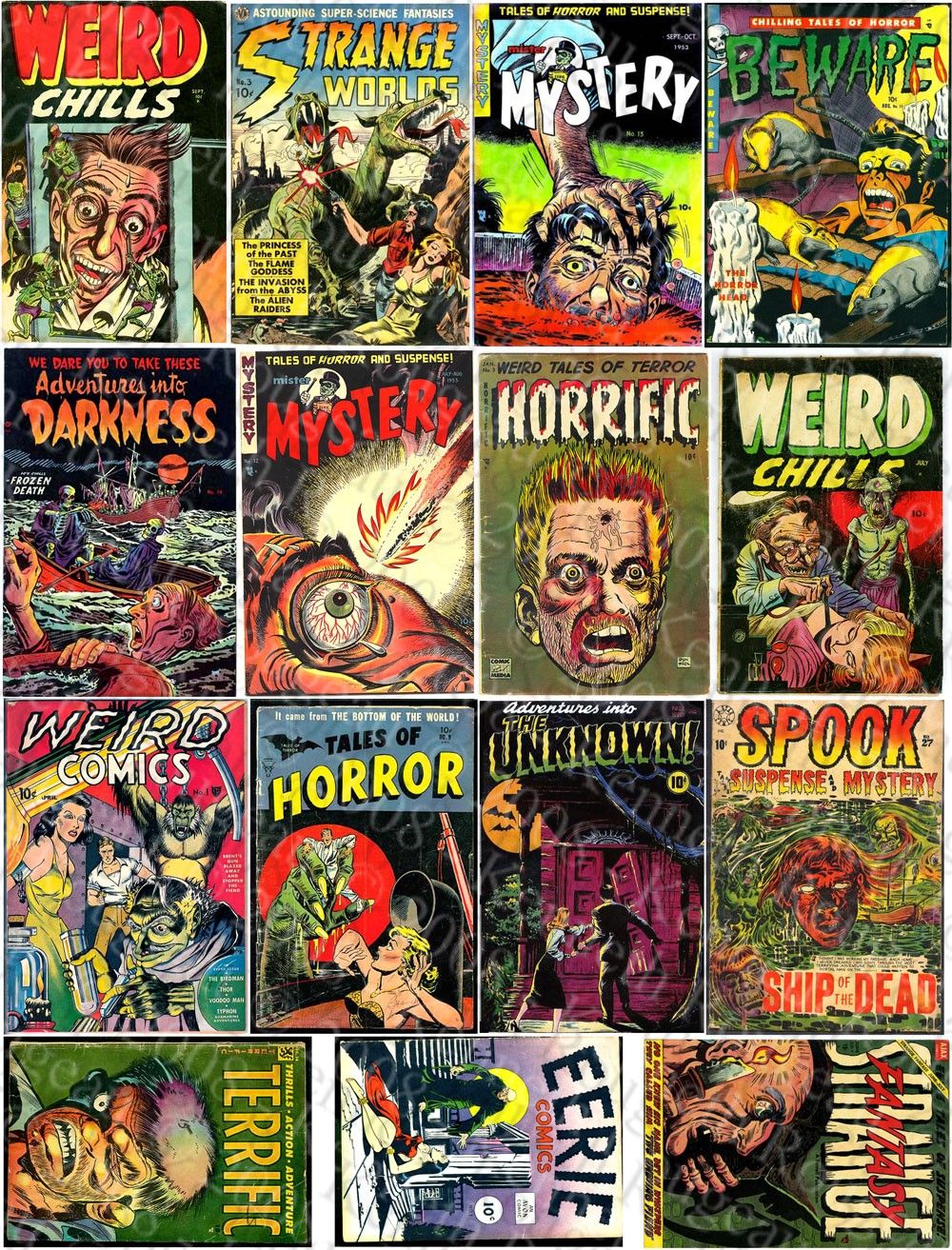 Classic Horror Comics Collage 