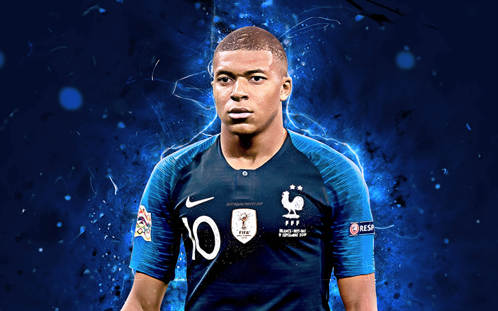 Download wallpapers Kylian Mbappe, FFF, french footballers, abstract ...