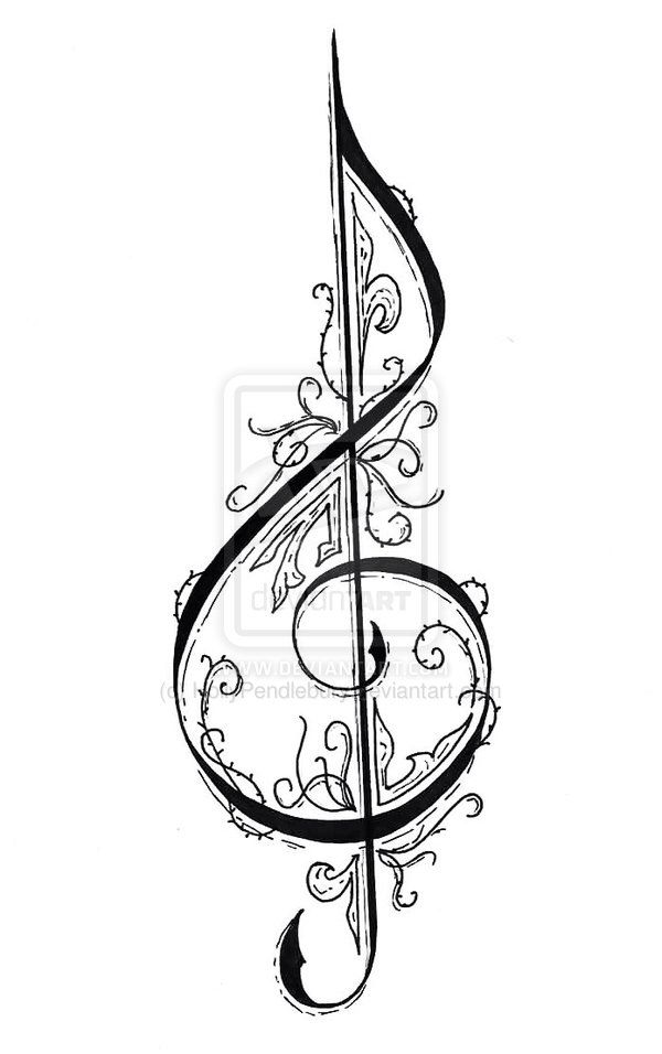 Fancy Treble Clef Tattoo