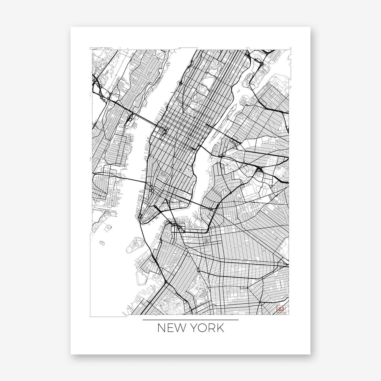 New York Map Minimal Art Print in 2020 | Map art print, Posters art ...