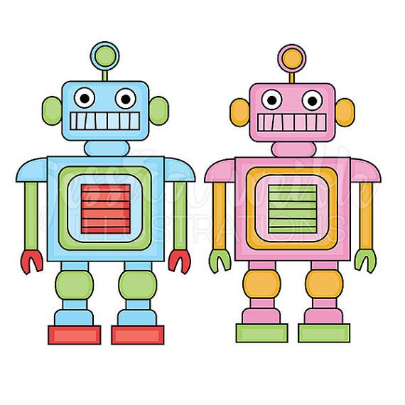 Cool Robots Cute Digital Clipart - Commercial Use OK - Cute robot ...