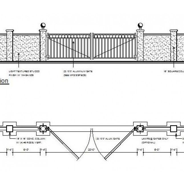 D Cad Drawings Of Entrance Gate Plan And Elevation Dw - vrogue.co