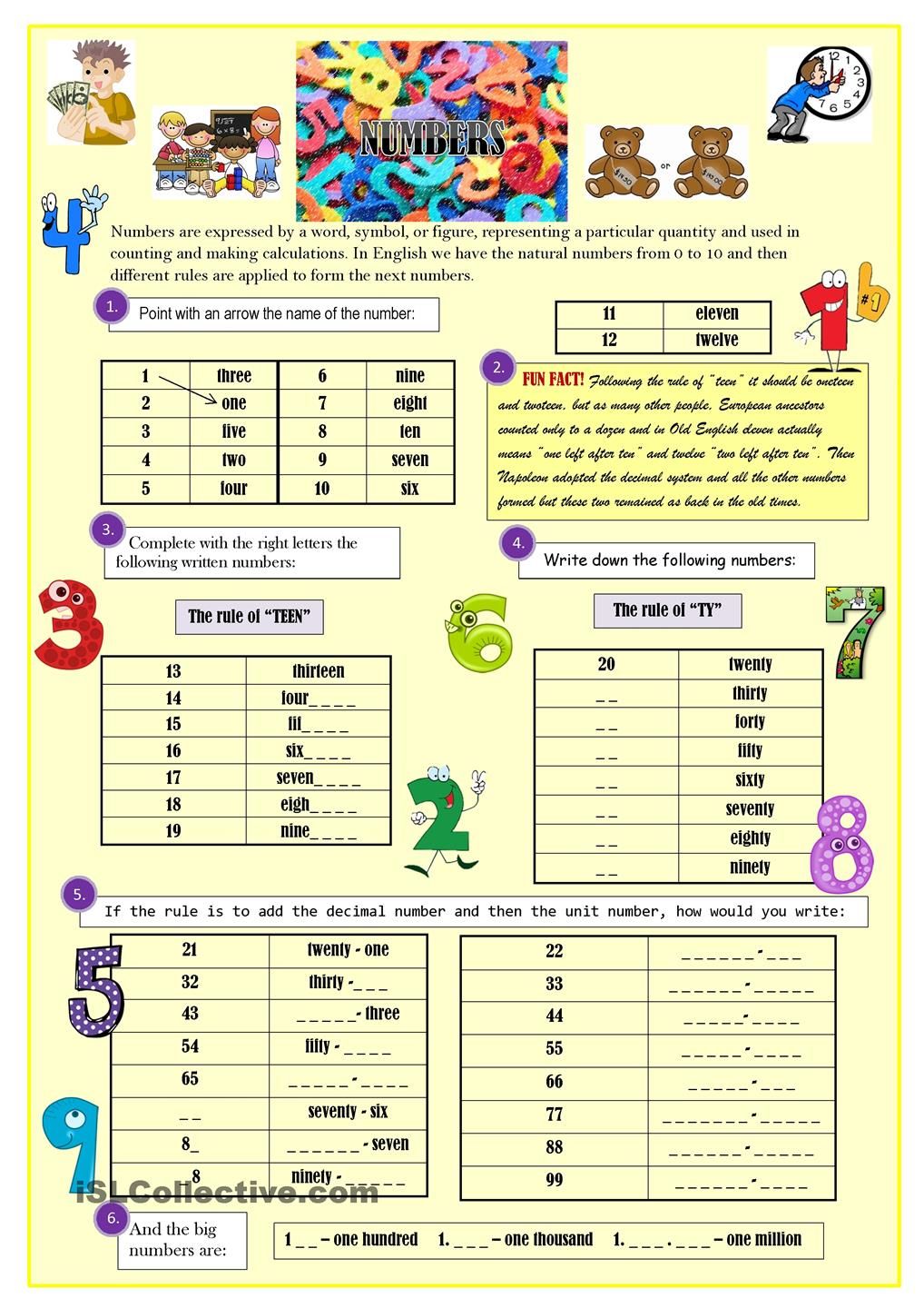 Numbers *4 pages* with exercises + key | Teaching numbers, Writing ...